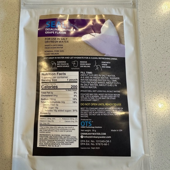 OTS Osmo Combo Pack 1 Seal & 1 Waterdrop - Emergency desalination/Water Purifier - Picture 3 of 4